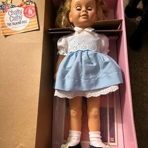 Talking Doll with Blue and White Dress